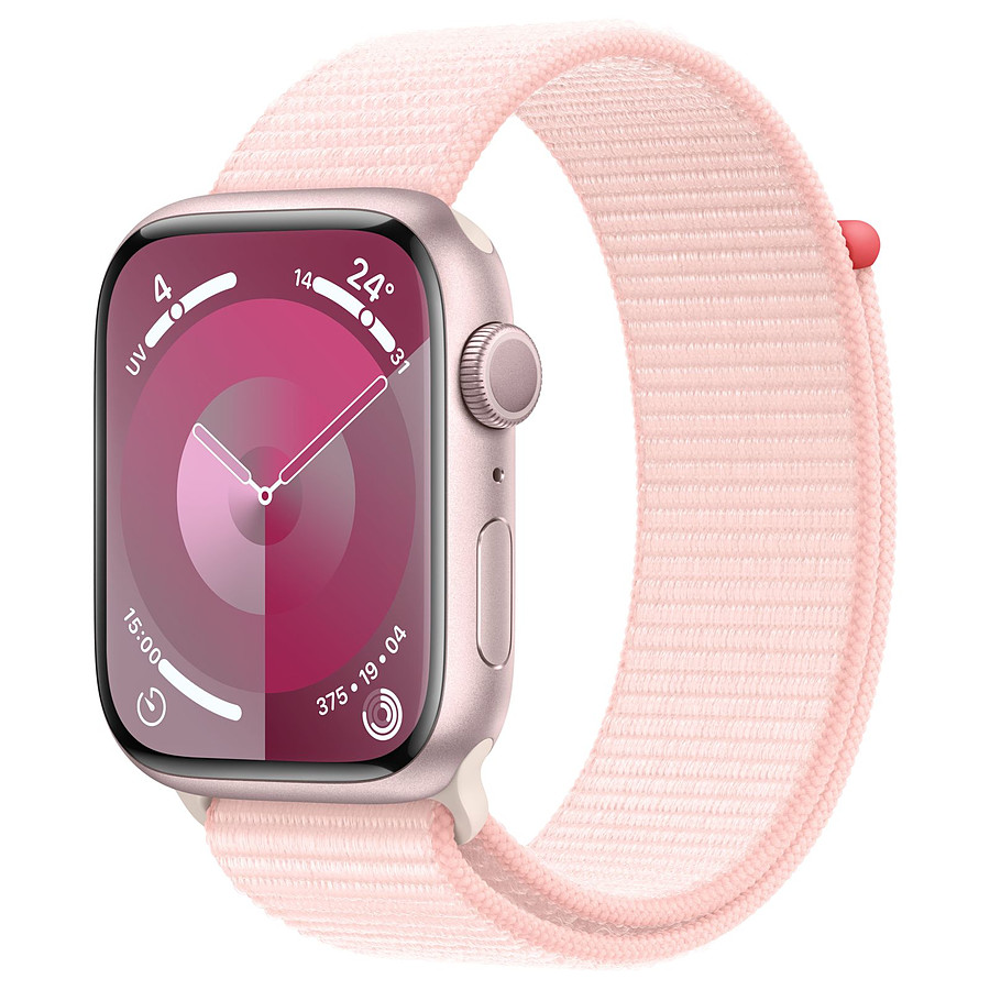 Montre connectée Apple Watch Series 9 GPS - Aluminium Rose - Bracelet Boucle Sport - 45 mm