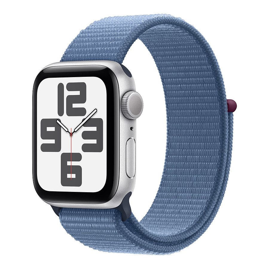 Montre connectée Apple Watch SE GPS (2023) (Argent - Bracelet Sport Loop Bleu d'hiver) - 40 mm