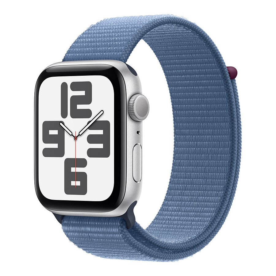 Montre connectée Apple Watch SE GPS (2023) (Argent - Bracelet Sport Loop Bleu d'hiver) - 44 mm
