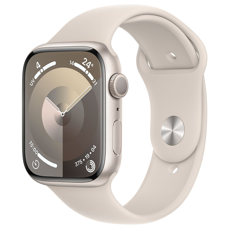 Montre connectée Apple Watch Series 9 GPS - Lumière Stellaire - Bracelet  Sport - 45 mm - Taille M/L 