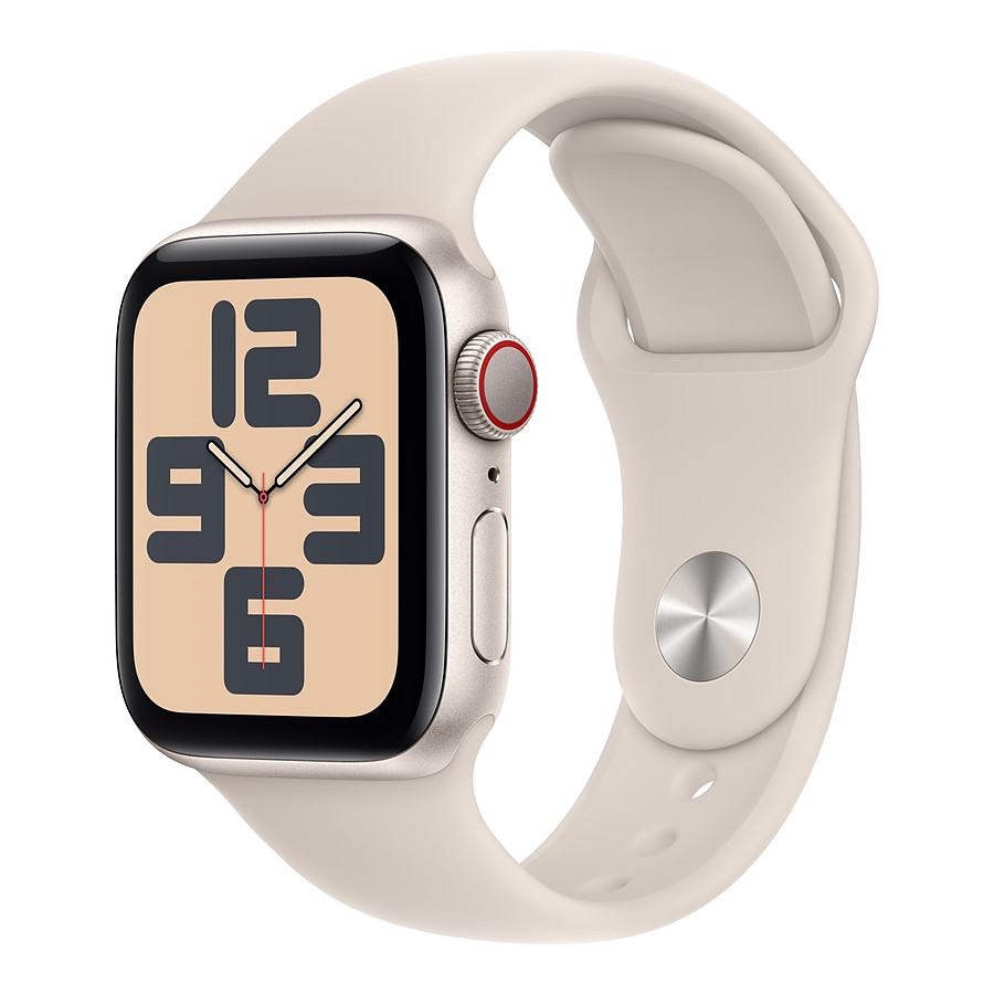 Montre connectée Apple Watch SE GPS + Cellular (2023) (Lumière stellaire - Bracelet Sport Band Lumière stellaire) - 40 mm - Taille S/M