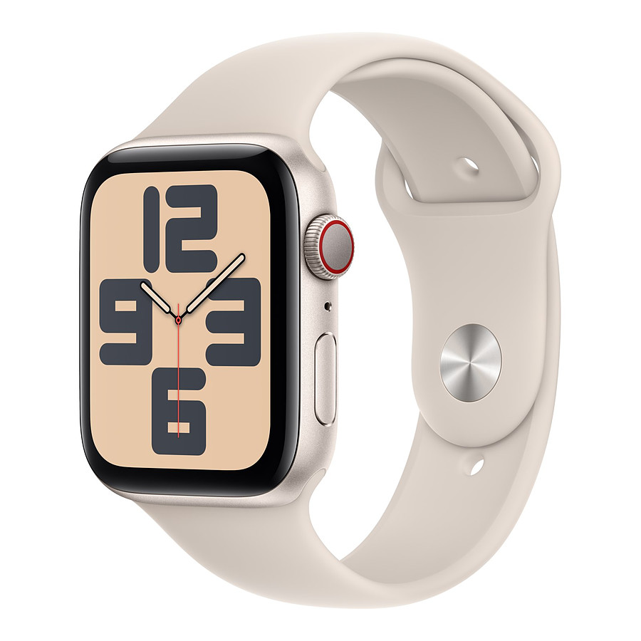 Montre connectée Apple Watch SE GPS + Cellular (2023) (Lumière stellaire - Bracelet Sport Band Lumière stellaire) - 44 mm - Taille S/M