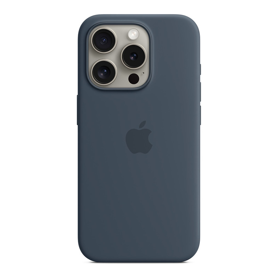 Coque et housse Apple Coque en silicone avec MagSafe pour iPhone 15 Pro - Bleu orage