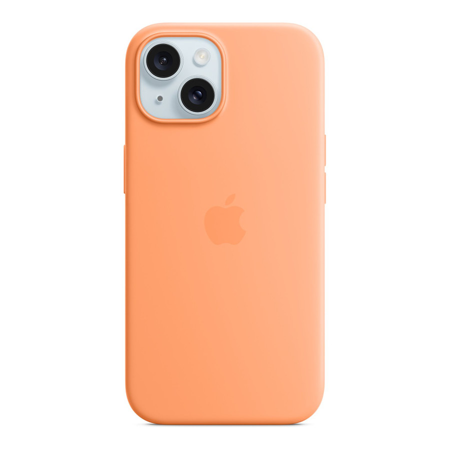 Coque et housse Apple Coque en silicone avec MagSafe pour iPhone 15 - Sorbet à l'orange