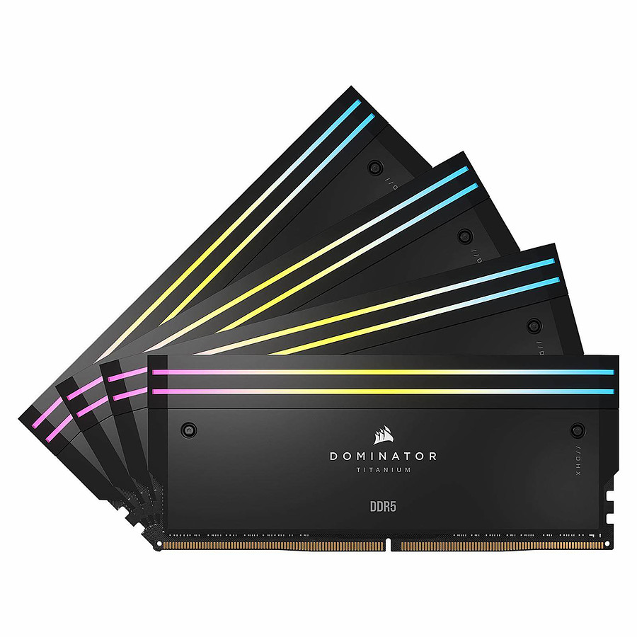 Mémoire Corsair Dominator Titanium RGB Black - 4 x 24 Go (96 Go) - DDR5 6000 MHz - CL30