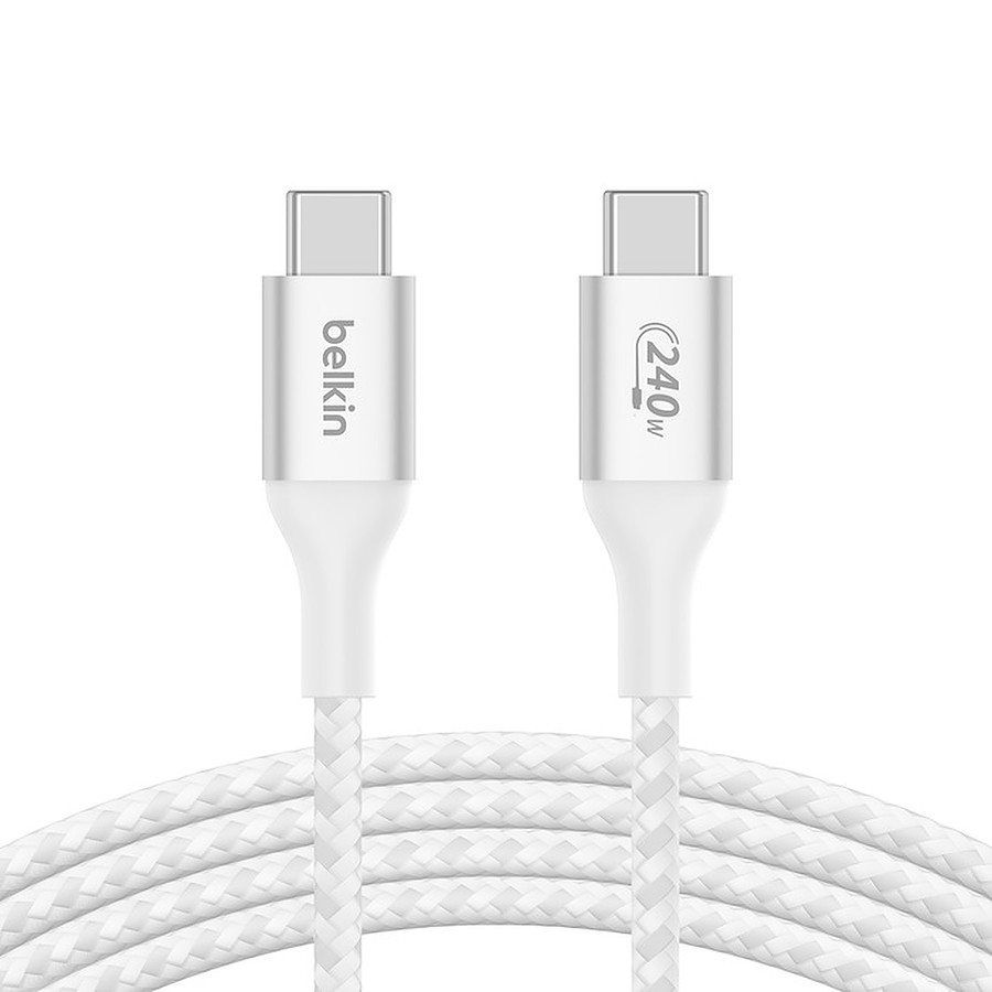 Câble USB Belkin Câble USB-C vers USB-C 240W - renforcé (blanc) - 2 m