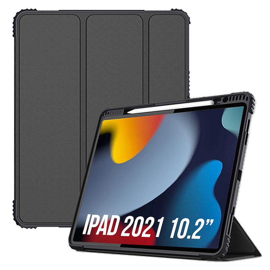 Accessoires tablette tactile Akashi Etui Folio Stand (noir) iPad 10.2" 2021