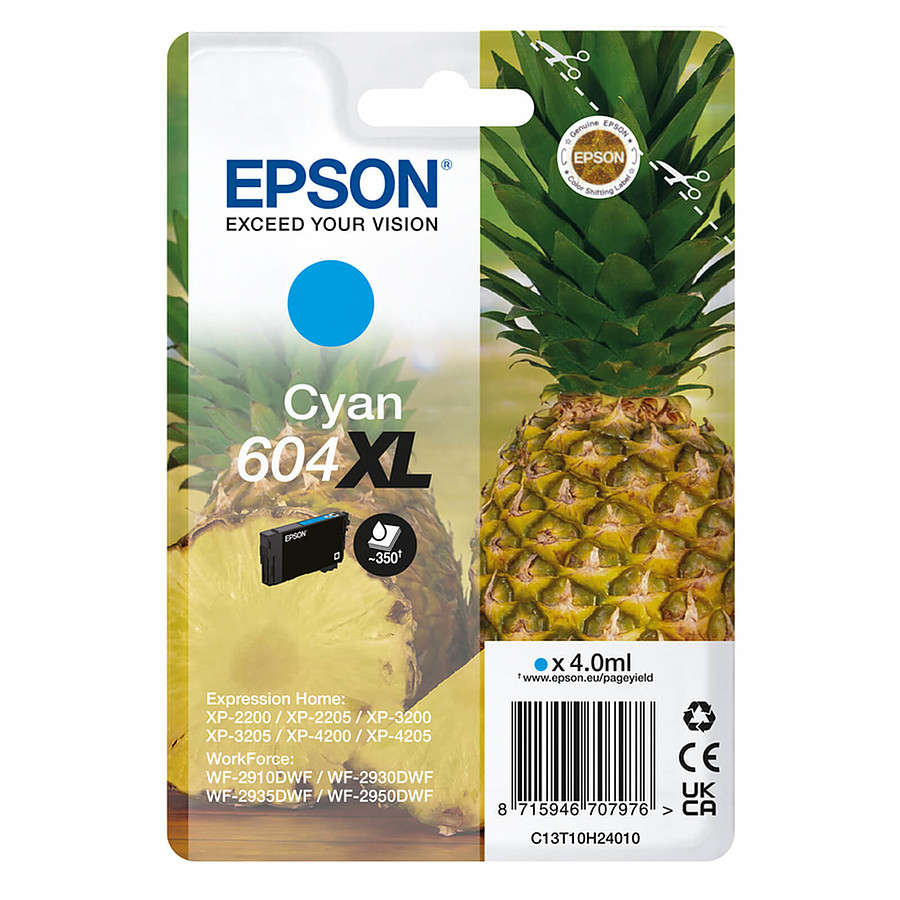 Cartouche d'encre Epson Ananas 604XL Cyan