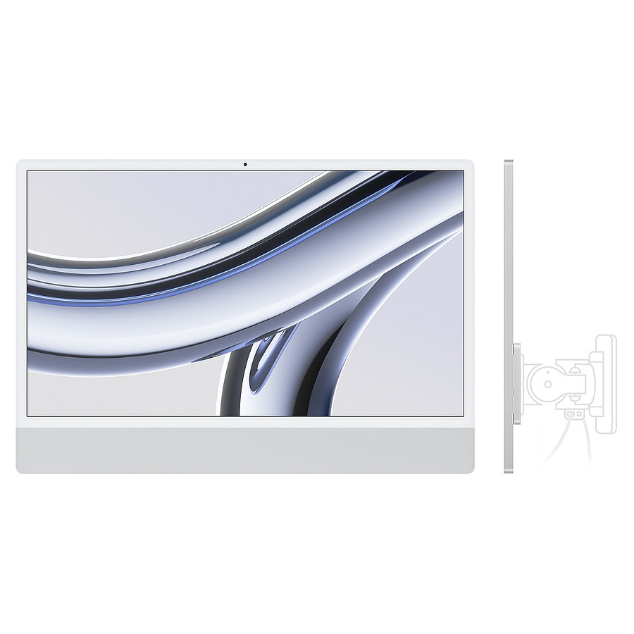 Mac et iMac Apple iMac (2023) 24" 16 Go / 512 Go Argent (MQR93FN/A-16GB-512GB-LAN-VESA)