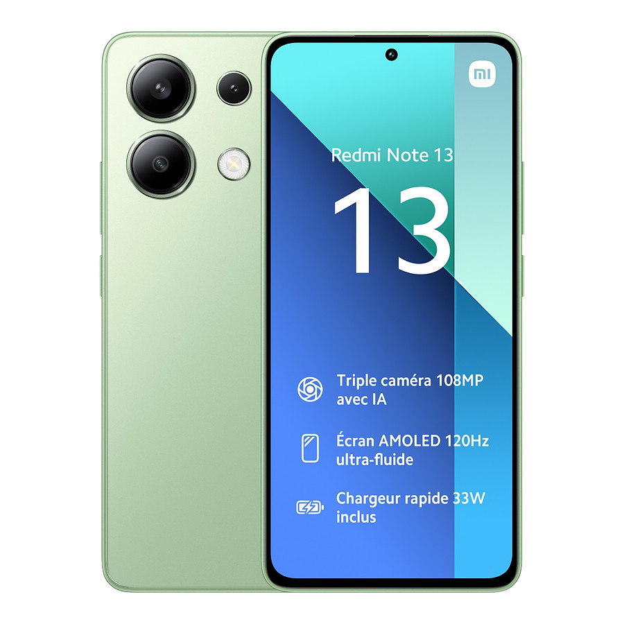 Smartphone Xiaomi Redmi Note 13 (vert) - 256 Go