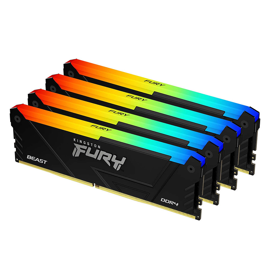 Mémoire Kingston Fury Beast RGB - 4 x 8 Go (32 Go) - DDR4 3200 MHz - CL16