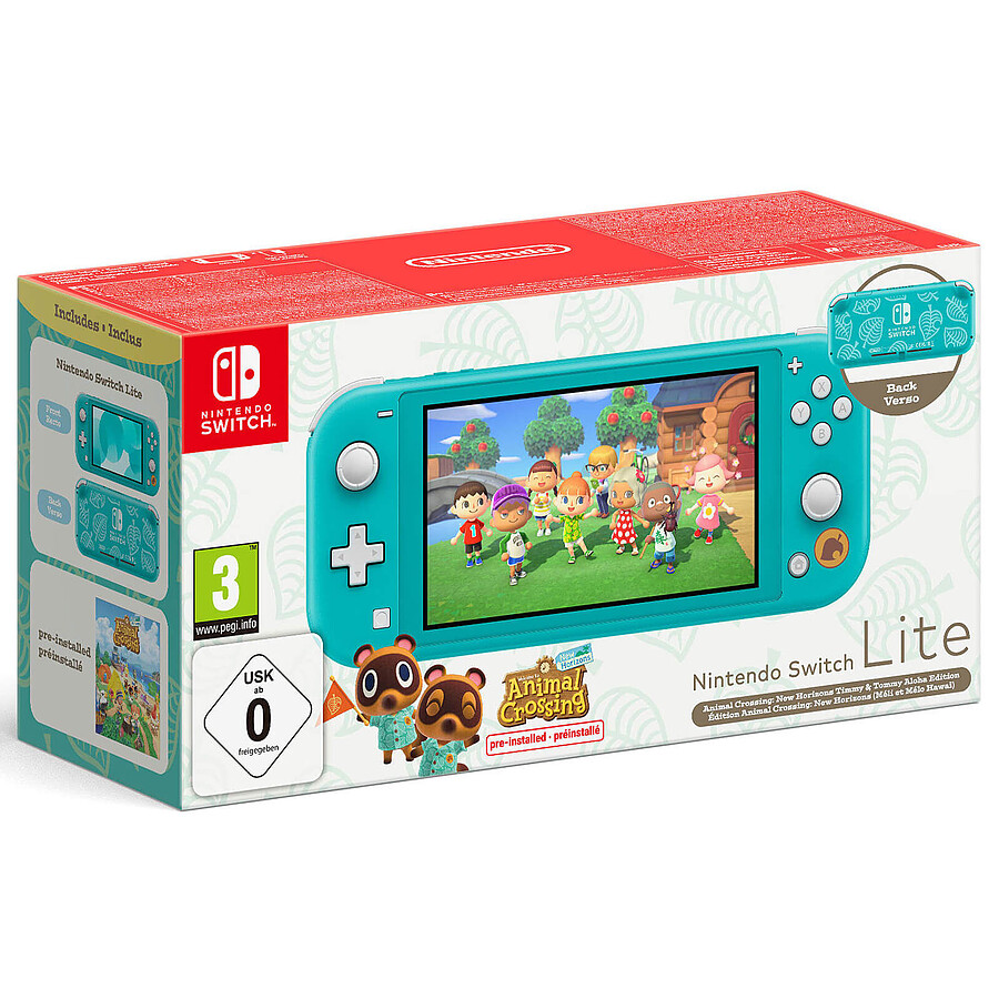 Console Switch Pack Nintendo Switch Lite - Turquoise + Animal Crossing : New Horizons (Méli et Mélo Hawai)