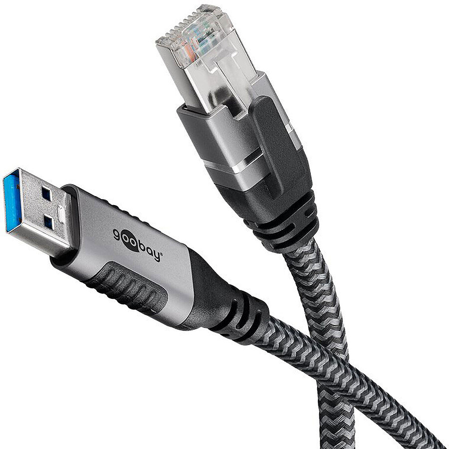 Connectique RJ45 Goobay Câble Ethernet USB-A 3.0 vers RJ45CAT 6 FTP - M/M - 10 m