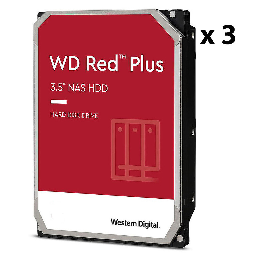 Disque dur interne Western Digital WD Red Plus 4 To - 256 Mo - Pack de 3