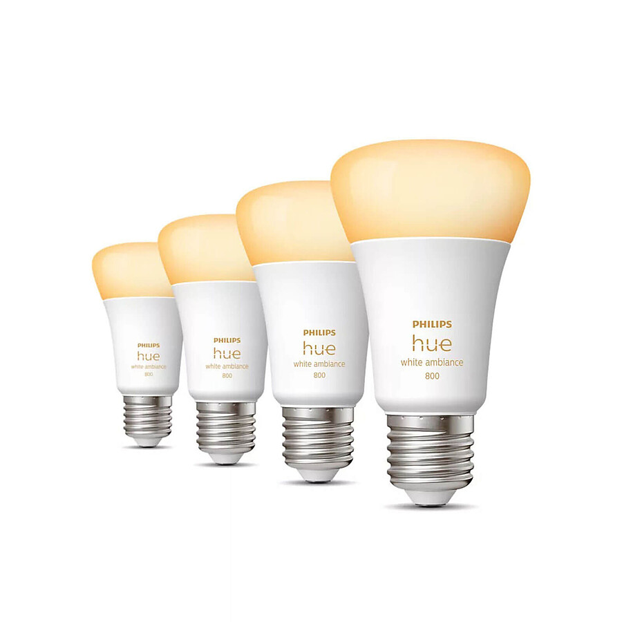 Ampoule connectée Philips Hue White Ambiance E27 A60 - 9.5 W x4