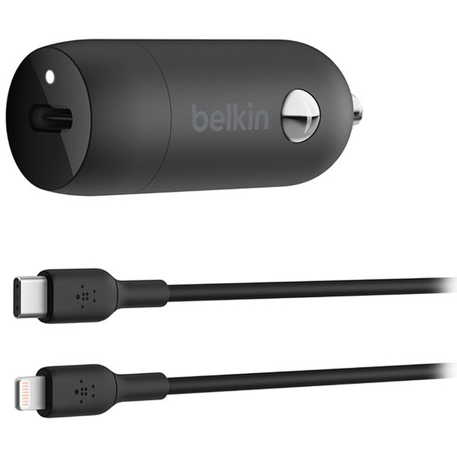 Chargeur Belkin Chargeur 30W voiture avec câble USB-C vers Lightning (30W) - noir