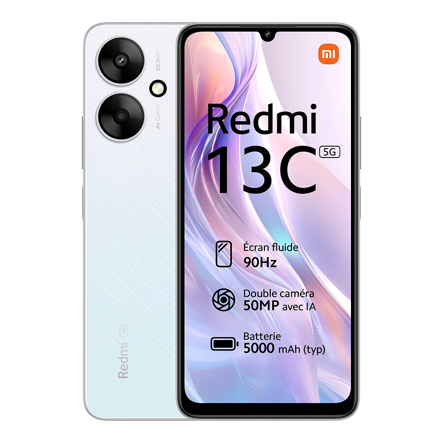 Smartphone Xiaomi Redmi 13C 5G (Argent) - 128 Go