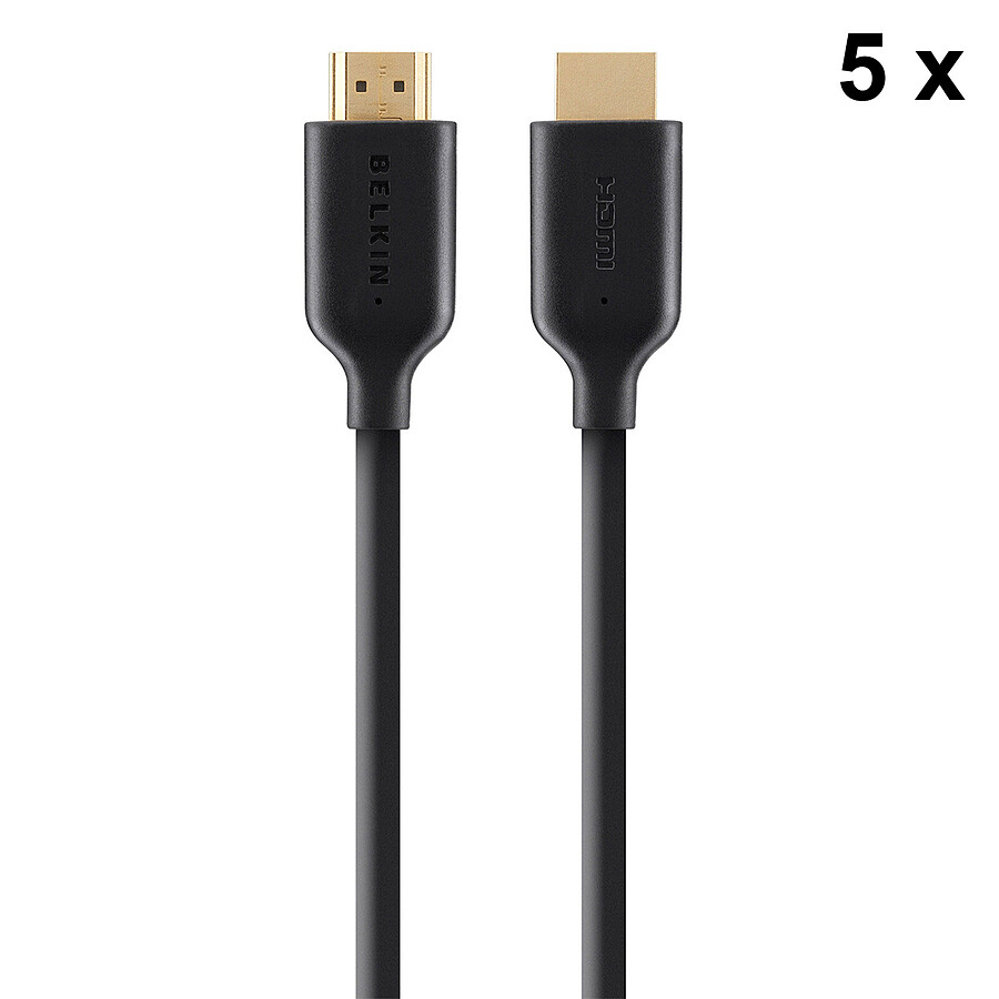 Câble HDMI Belkin Lot de 5x câbles HDMI 2.0 Premium Gold avec Ethernet - 1 m