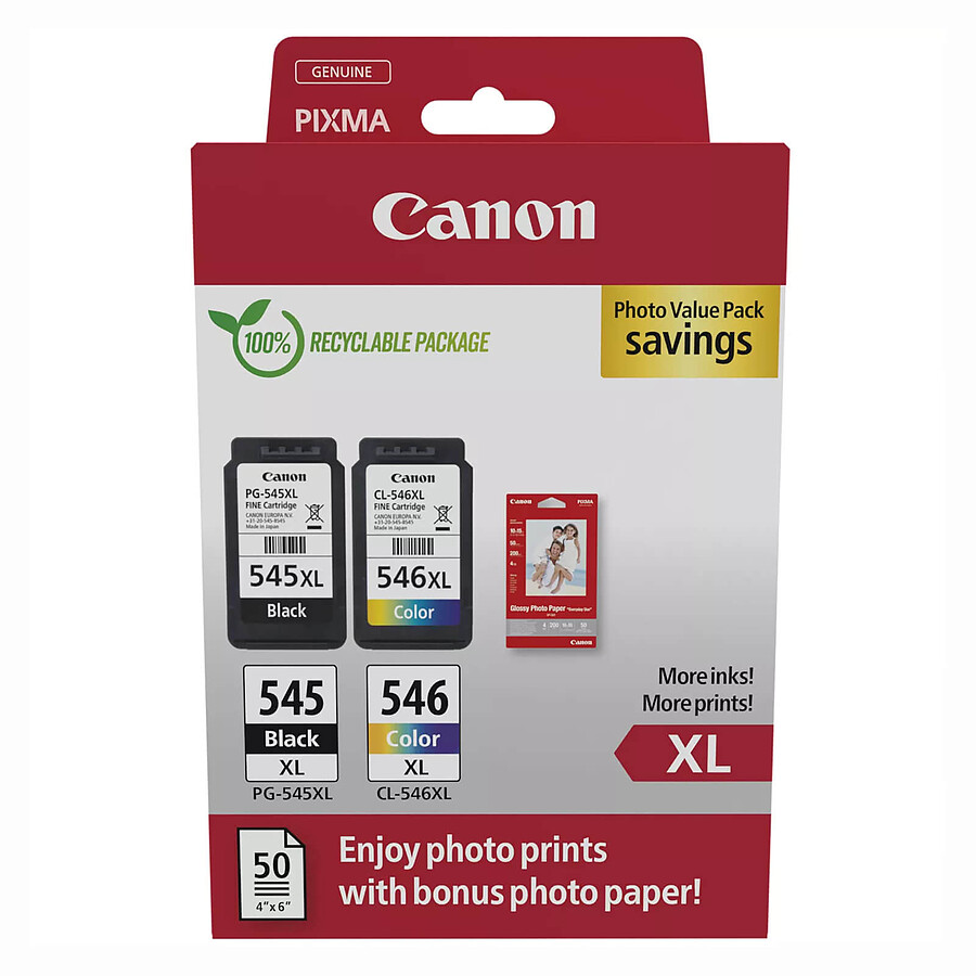 Cartouche d'encre Canon PG-545XL/CL-546XL - Photo Value Pack