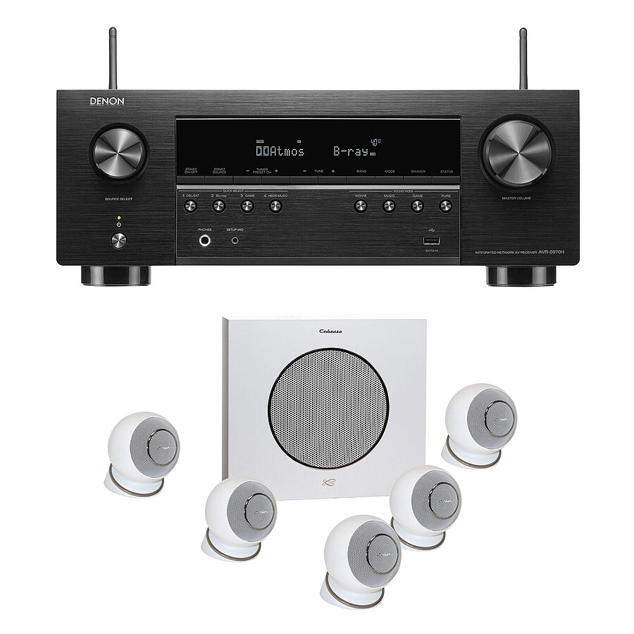 Ensemble Home-Cinéma Denon AVR-S970H + Cabasse Eole 4 Blanc 5.1