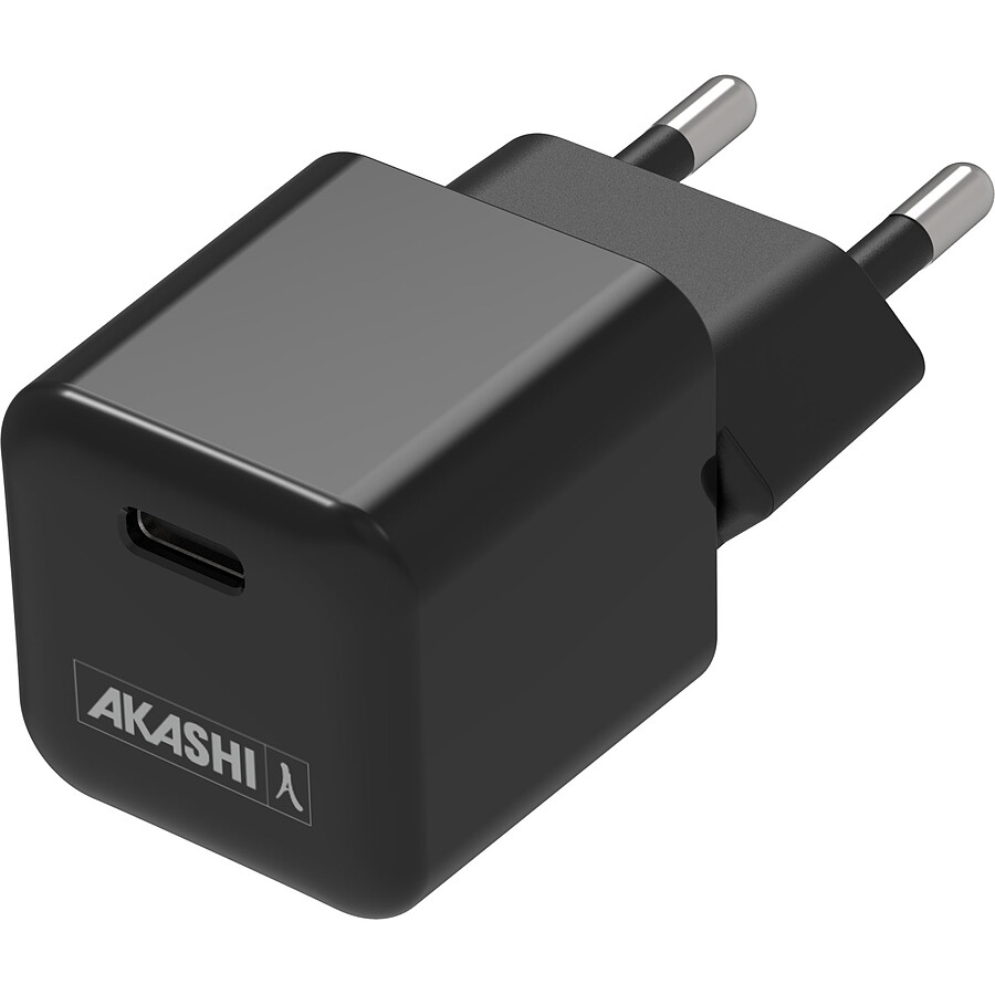 Câble USB Akashi Chargeur secteur USB-C 30W Origine France Garantie Noir