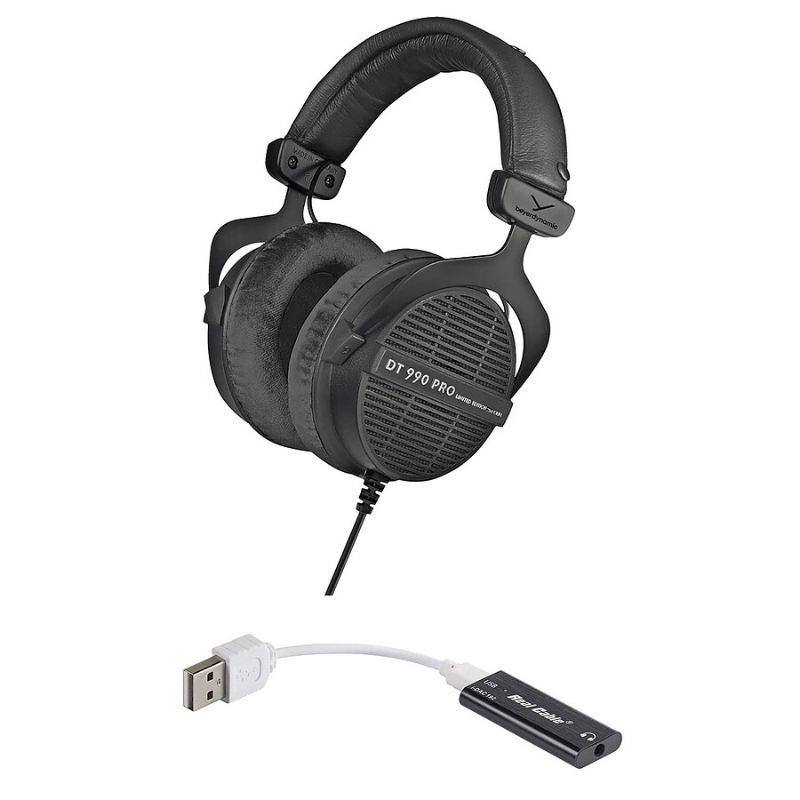 Casque Audio Beyerdynamic DT 990 PRO Black Edition 250 Ohms (Edition Limitée) Noir + Real Cable i-DAC 192 kHz 