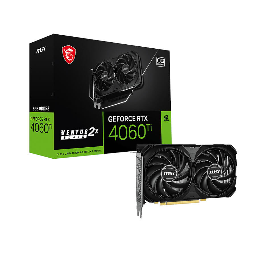 Carte graphique MSI GeForce RTX 4060 Ti VENTUS 2X BLACK E1 8G OC