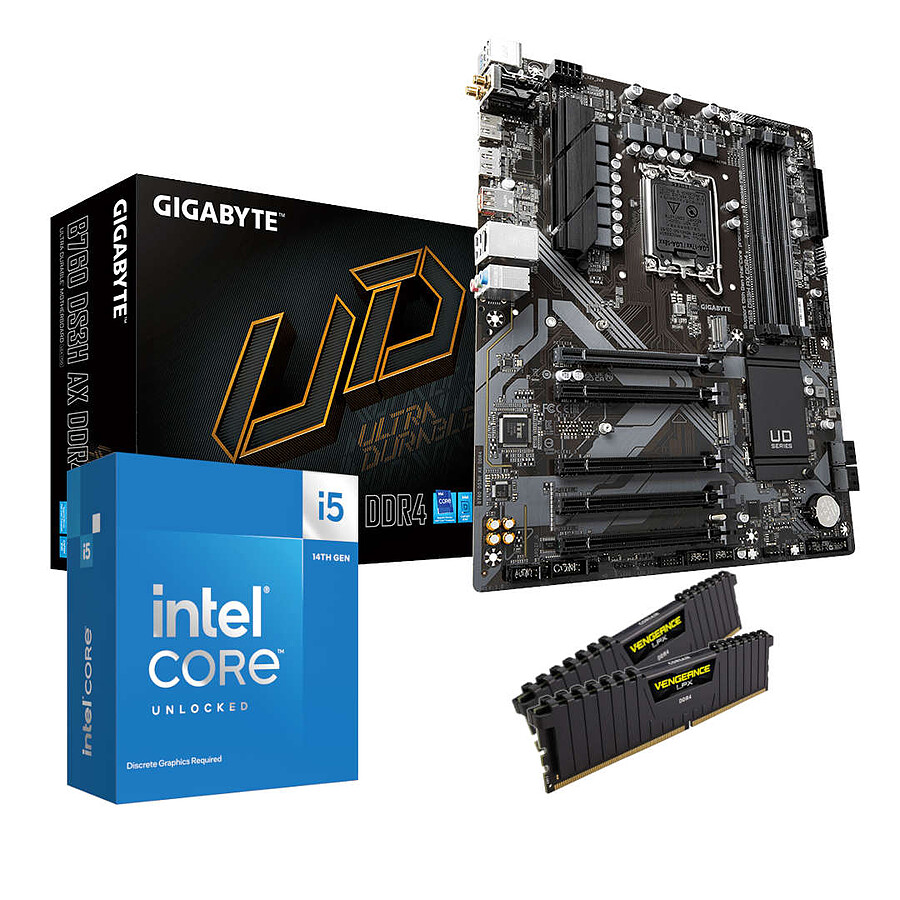 Kit upgrade PC Intel Core i5-14600KF - Gigabyte B760 - RAM 32 Go DDR4