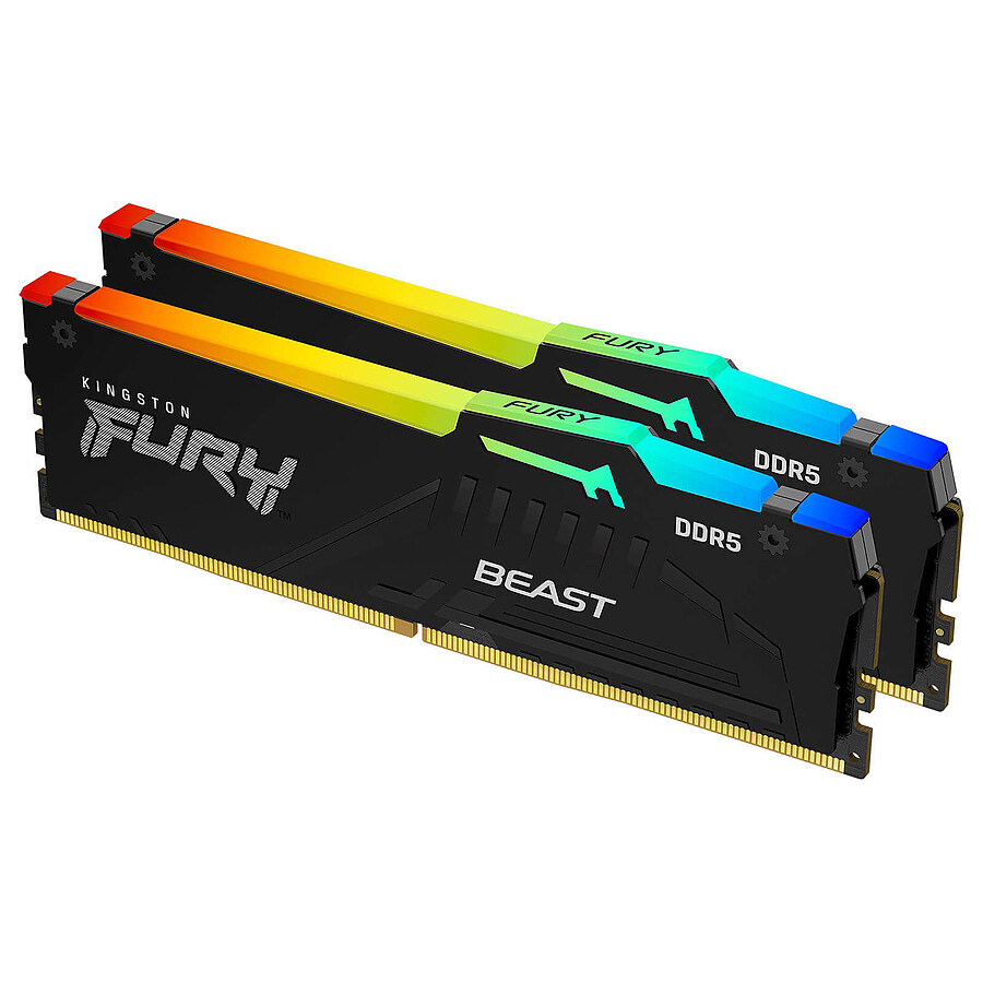 Mémoire Kingston Fury Beast RGB - 2 x 32 Go (64 Go) - DDR5 6000 MHz - CL30