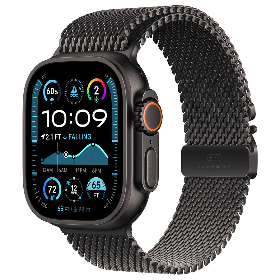 Montre connectée Apple Watch Ultra 2 GPS + Cellular 49 mm - Titane Noir - Bracelet Milanais Noir S