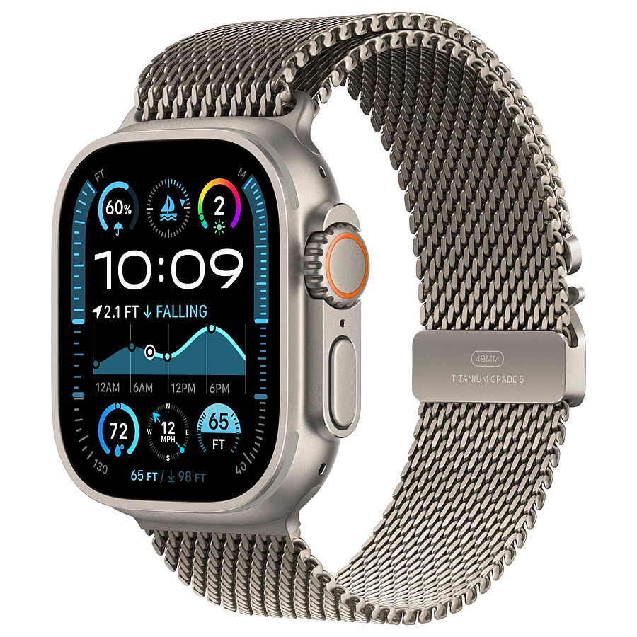 Montre connectée Apple Watch Ultra 2 GPS + Cellular 49 mm - Titane Noir - Bracelet Milanais Naturel L