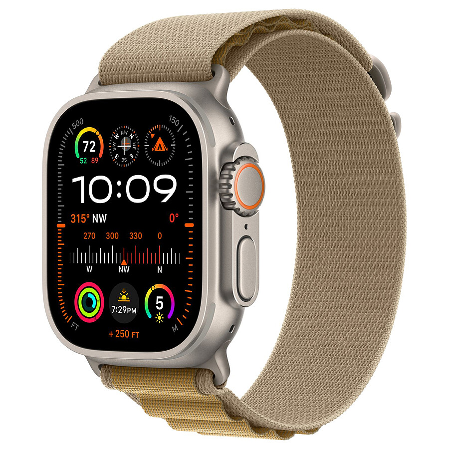 Montre connectée Apple Watch Ultra 2 GPS + Cellular 49 mm - Titane Naturel - Bracelet Alpine Sahara S