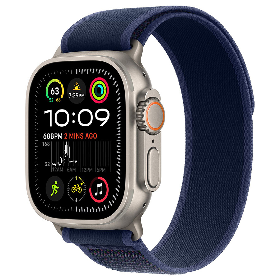 Montre connectée Apple Watch Ultra 2 GPS + Cellular 49 mm - Titane Naturel - Bracelet Trail Bleu S/M