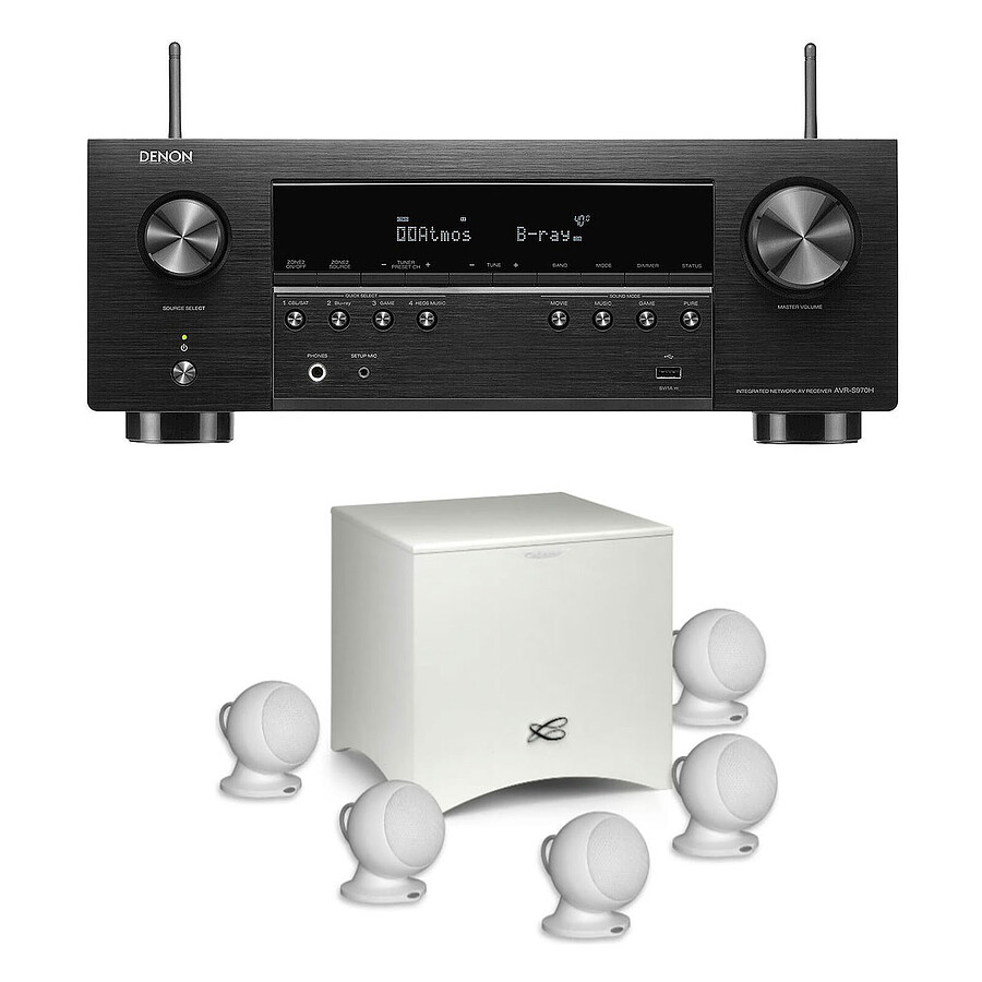 Ensemble Home-Cinéma Denon AVR-S970H + Cabasse Alcyone 3 Blanc 5.1