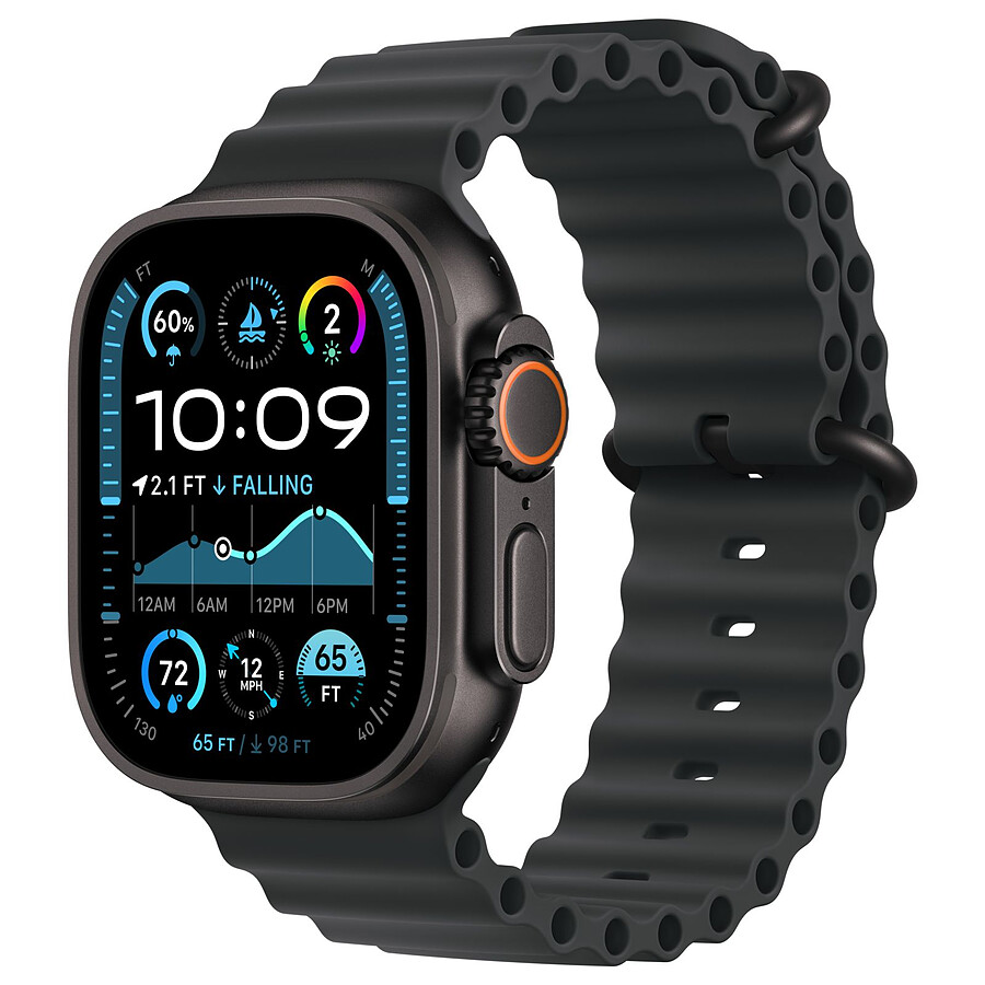 Montre connectée Apple Watch Ultra 2 GPS + Cellular 49 mm - Titane Noir - Bracelet Océan Noir