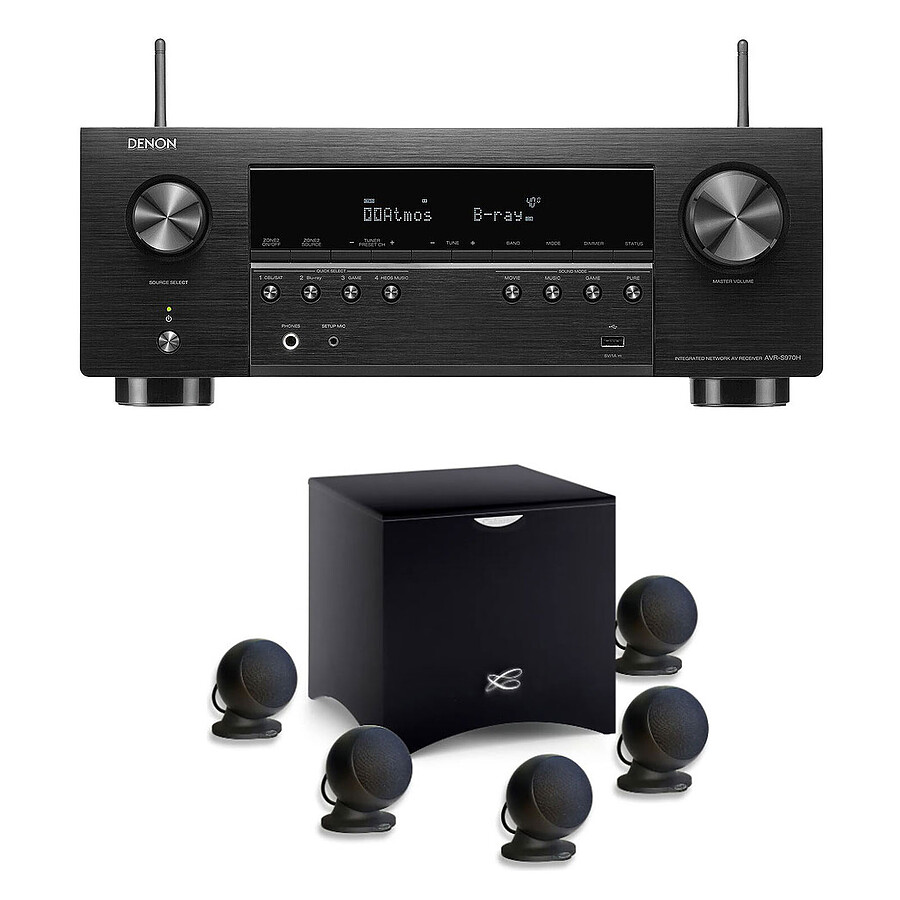 Ensemble Home-Cinéma Denon AVR-S970H + Cabasse Alcyone 3 Noir 5.1