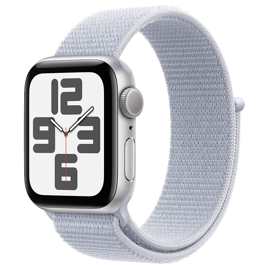 Montre connectée Apple Watch SE GPS (2024) - 40 mm - Aluminium Argent - Bracelet Sport Textile Nuée Bleue