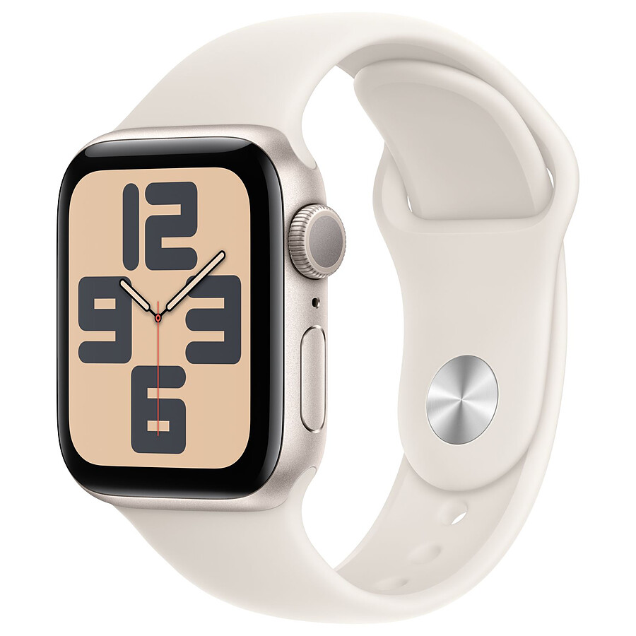 Montre connectée Apple Watch SE GPS (2024) - 40 mm - Aluminium Lumière Stellaire - Bracelet Sport Lumière Stellaire S/M