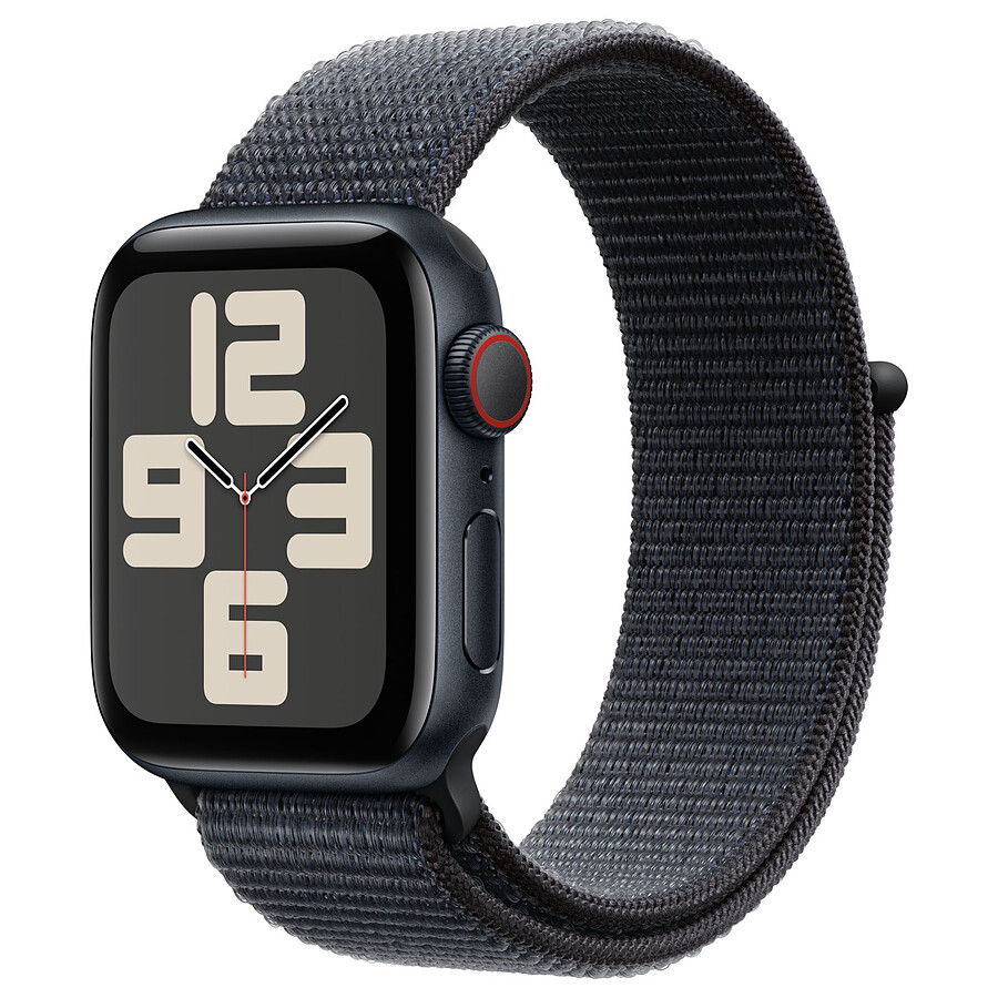 Montre connectée Apple Watch SE GPS + Cellular (2024) - 40 mm - Aluminium Minuit - Bracelet Sport Textile Encre Violette