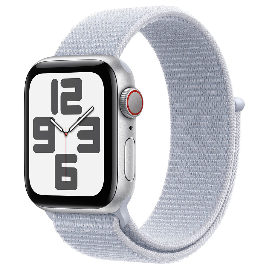 Montre connectée Apple Watch SE GPS + Cellular (2024) - 40 mm - Aluminium Minuit - Bracelet Sport Textile Nuée Bleue