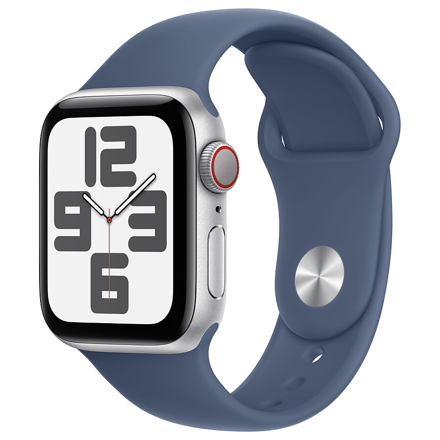 Montre connectée Apple Watch SE GPS + Cellular (2024) - 40 mm - Aluminium Argent - Bracelet Sport Denim S/M