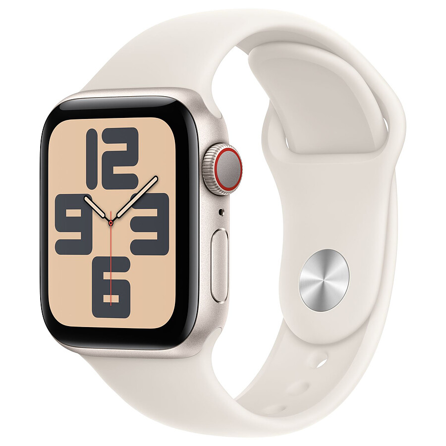 Montre connectée Apple Watch SE GPS + Cellular (2024) - 40 mm - Aluminium Lumière Stellaire -  Bracelet Sport Lumière Stellaire S/M