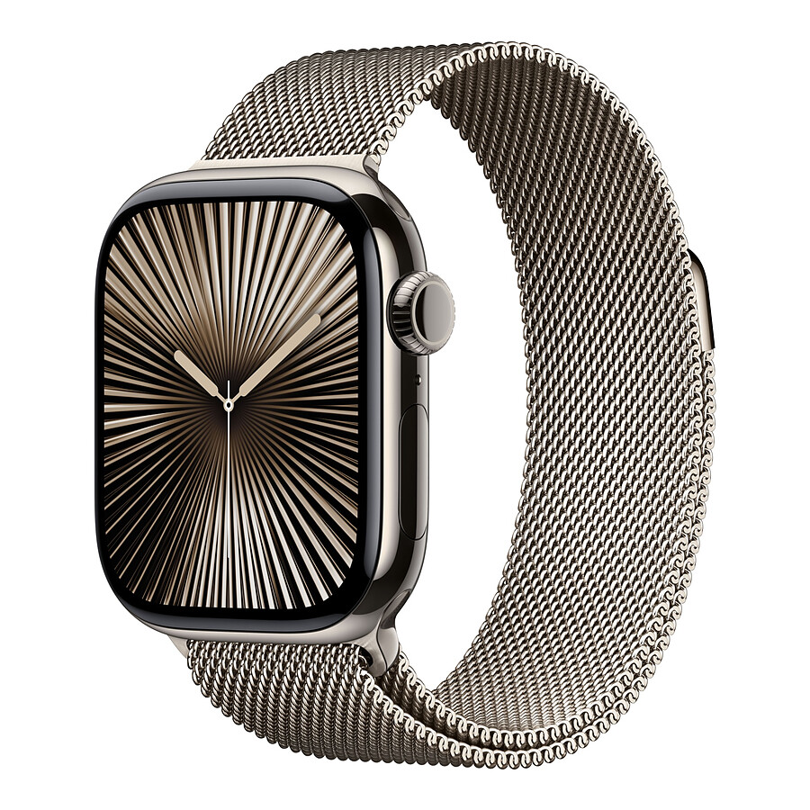 Montre connectée Apple Watch Series 10 GPS  + Cellular - Titane Naturel - Bracelet Milanais - 42 mm