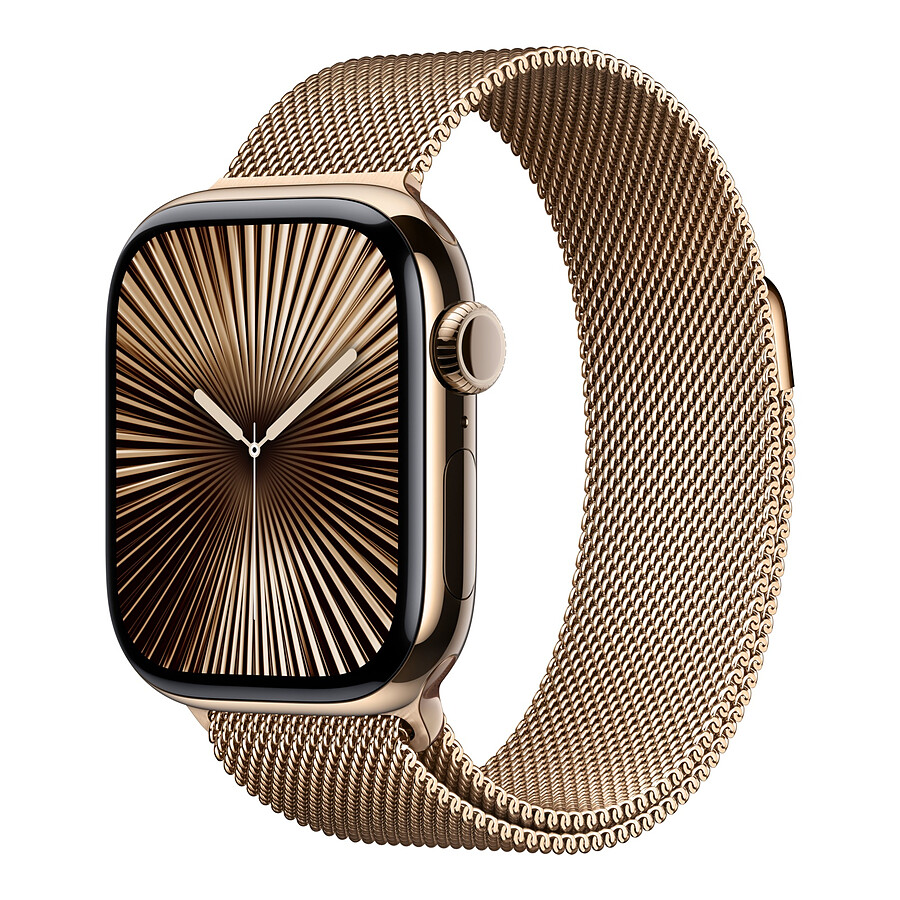 Montre connectée Apple Watch Series 10 GPS  + Cellular - Titane Or - Bracelet Milanais - 42 mm