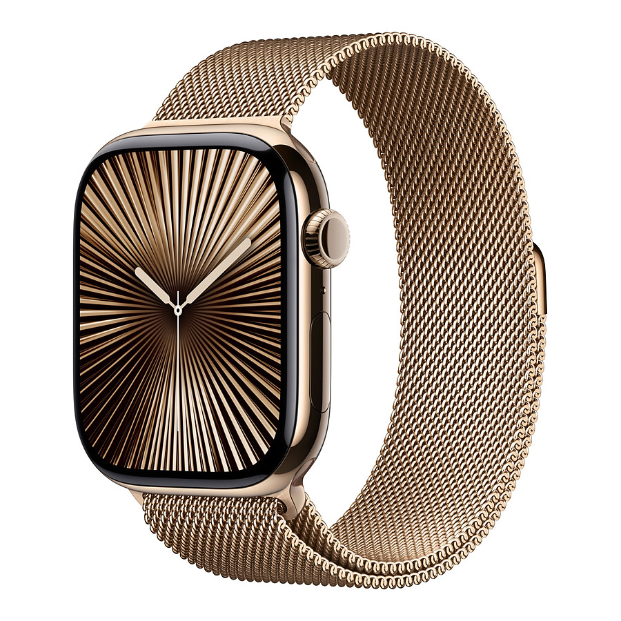 Montre connectée Apple Watch Series 10 GPS  + Cellular - Titane Or - Bracelet Milanais M/L - 46 mm