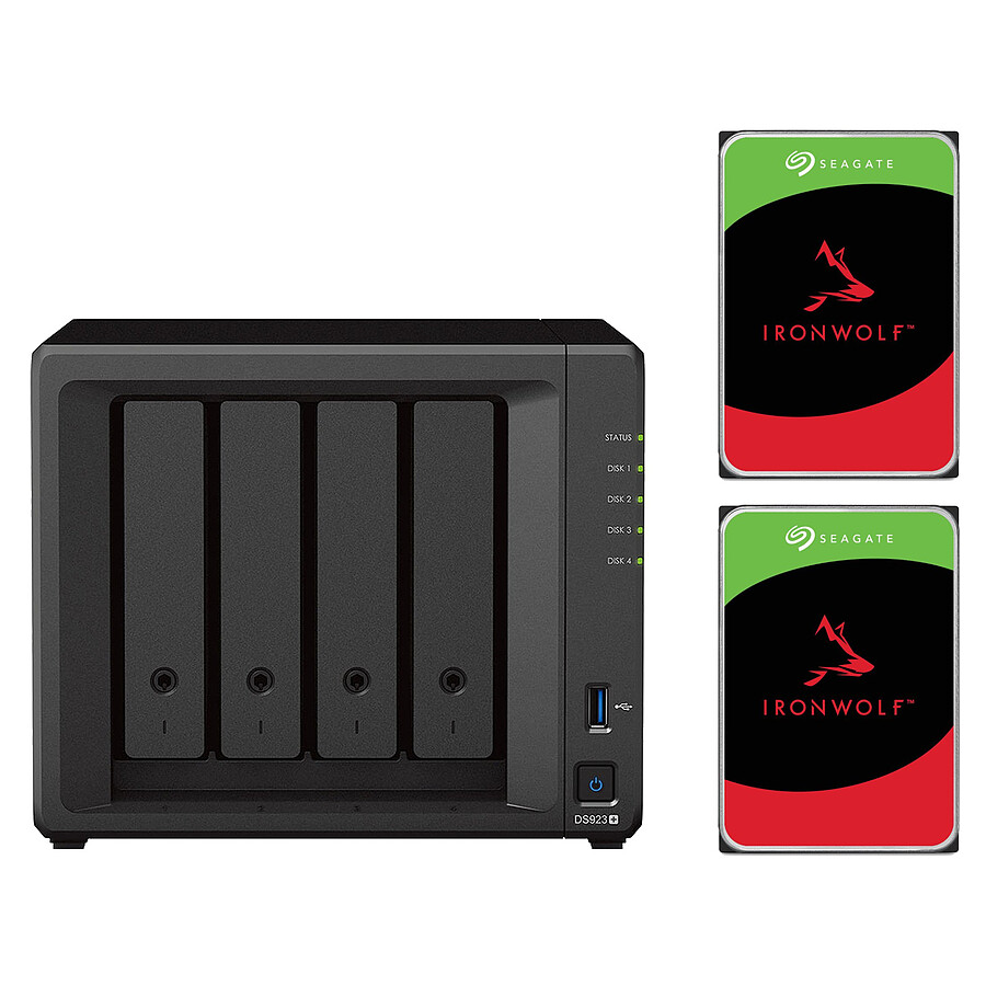 Serveur NAS Synology DiskStation DS923+  + 2 x Seagate IronWolf - 8 To - 256 Mo