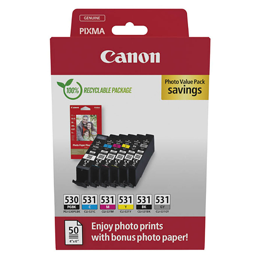 Cartouche d'encre Canon PGI-530/CLI-531 Photo Value Pack - Multipack