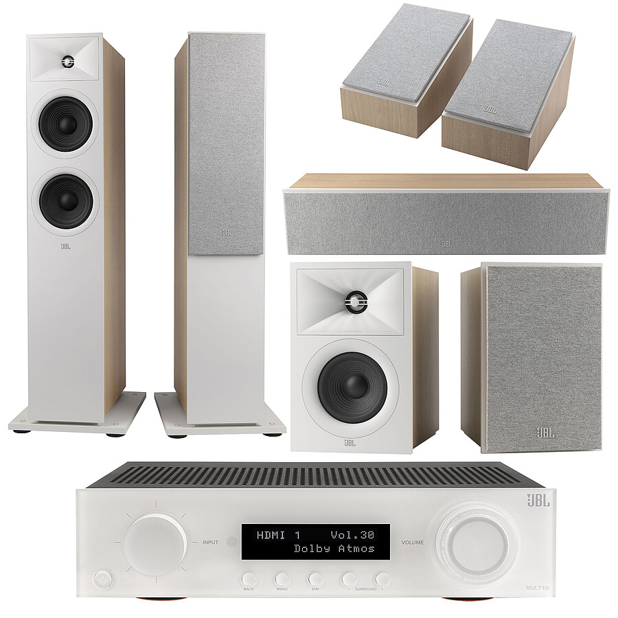 Ensemble Home-Cinéma JBL MA710 Blanc + JBL Pack Stage V2 260F Latte 5.0.2 Atmos