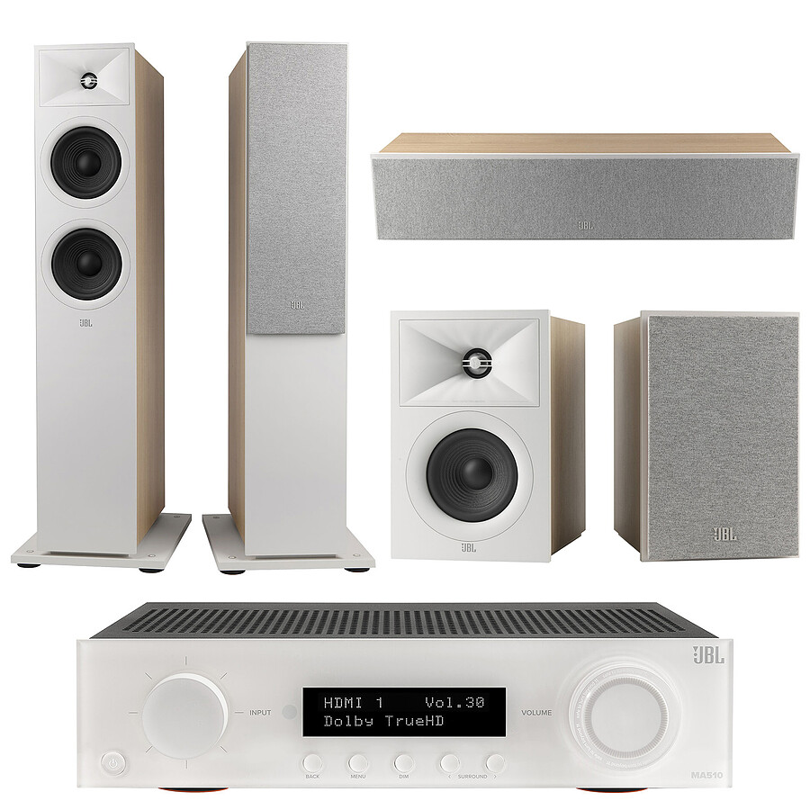 Ensemble Home-Cinéma JBL MA510 Blanc + JBL Pack Stage V2 260F Latte 5.0