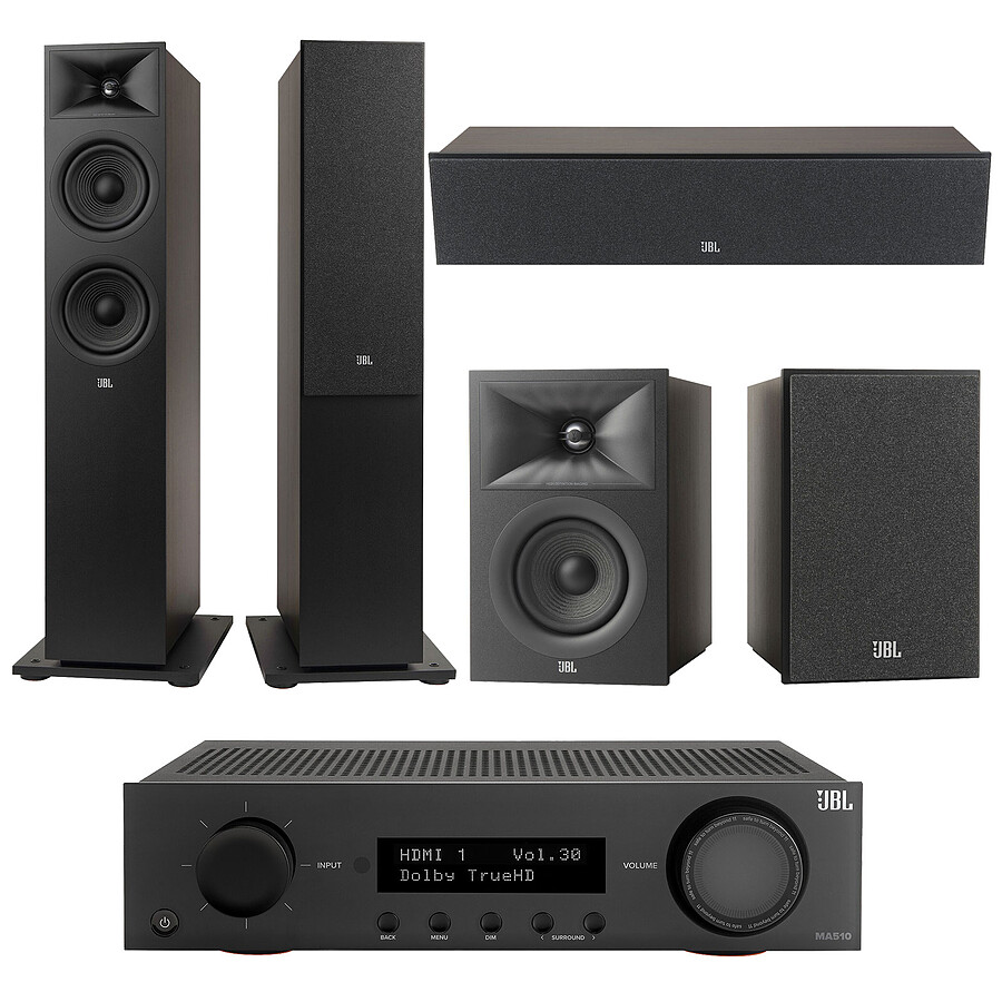 Ensemble Home-Cinéma JBL MA510 Noir + JBL Pack Stage V2 260F Espresso 5.0